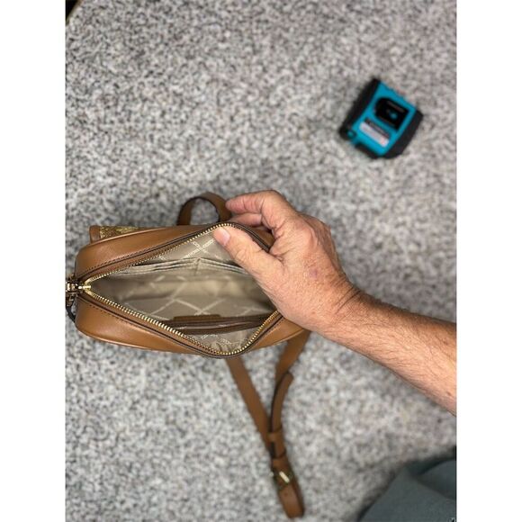 Michael Kors Parker Medium Woven Straw Crossbody Bag Natural Brown - Picture 10 of 10